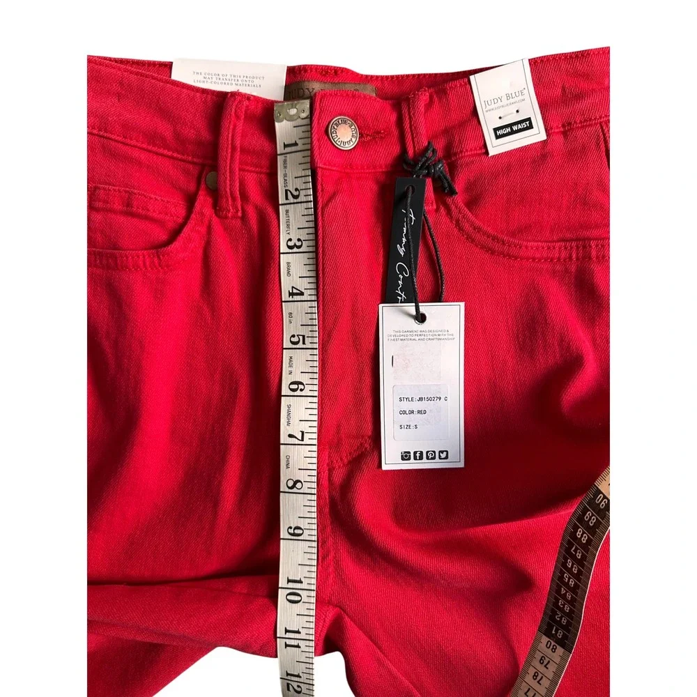 NWT Judy Blue Garment Dyed Red Bermuda Shorts Womens‎ S Tummy Control High Rise